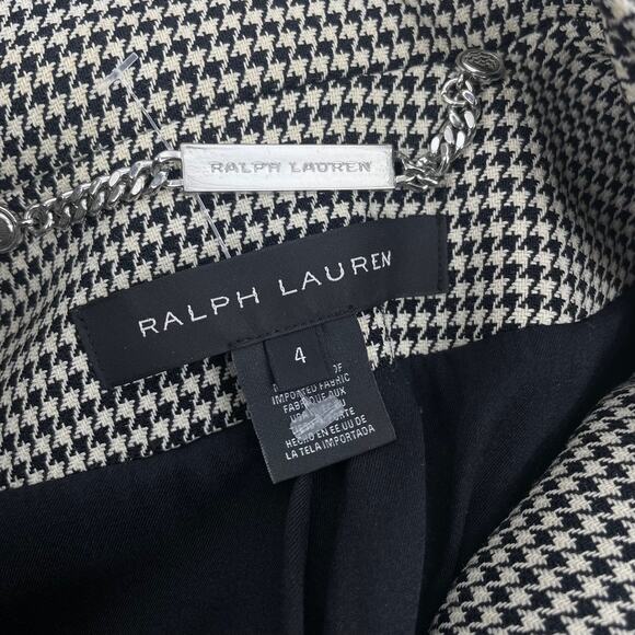 Ralph Lauren Black Label Virgin Wool Jacket Houndstooth Black White Size 4 - Picture 9 of 9